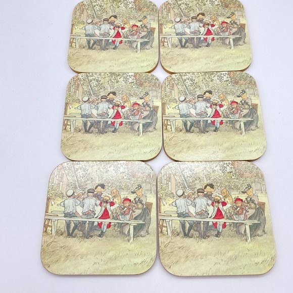 Keller Charles of Philadelphia drink coaster set made Canada Victorian picnic - Picture 4 of 7